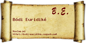 Bódi Euridiké névjegykártya
